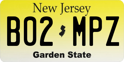 NJ license plate B02MPZ