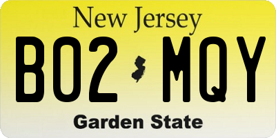NJ license plate B02MQY