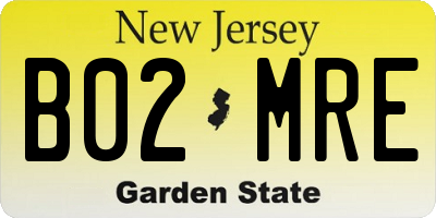 NJ license plate B02MRE
