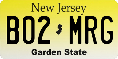 NJ license plate B02MRG
