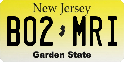 NJ license plate B02MRI