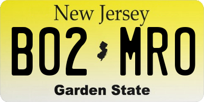 NJ license plate B02MRO