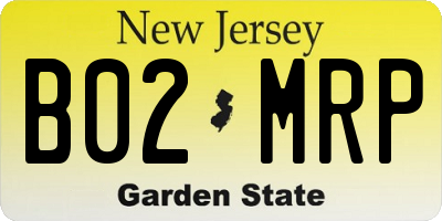 NJ license plate B02MRP