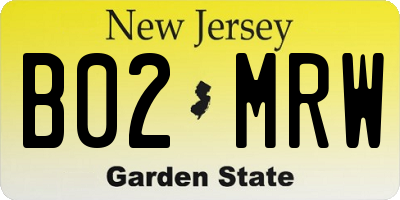 NJ license plate B02MRW