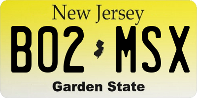 NJ license plate B02MSX