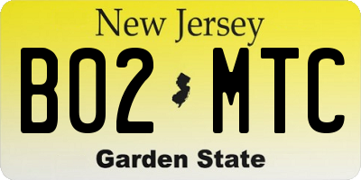 NJ license plate B02MTC