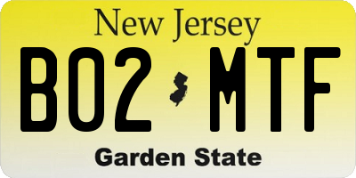 NJ license plate B02MTF