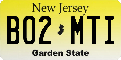 NJ license plate B02MTI