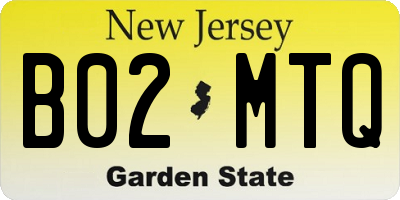 NJ license plate B02MTQ