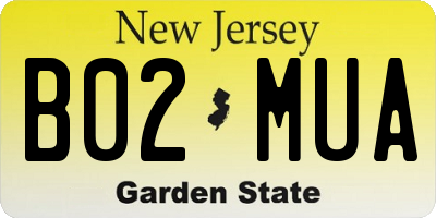 NJ license plate B02MUA
