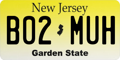 NJ license plate B02MUH