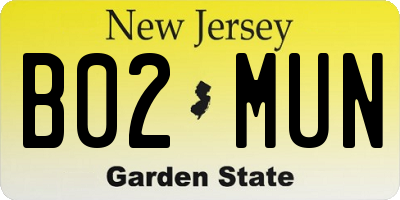NJ license plate B02MUN