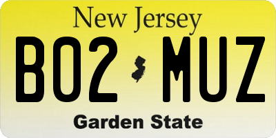 NJ license plate B02MUZ