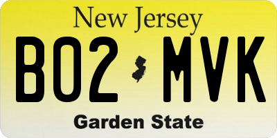 NJ license plate B02MVK