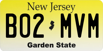 NJ license plate B02MVM