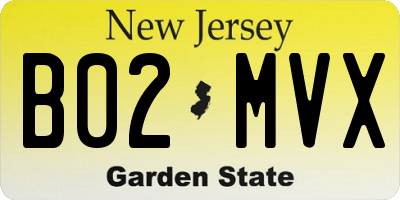 NJ license plate B02MVX