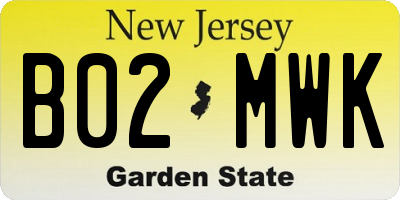NJ license plate B02MWK