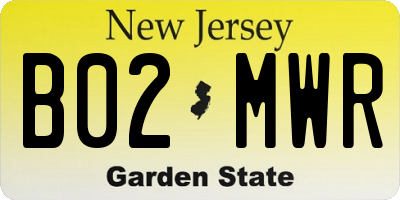 NJ license plate B02MWR