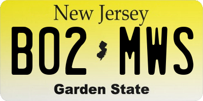 NJ license plate B02MWS