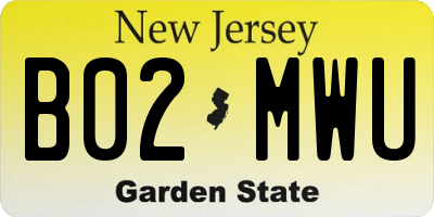 NJ license plate B02MWU