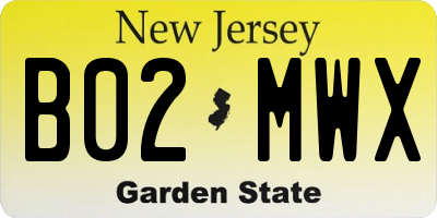 NJ license plate B02MWX