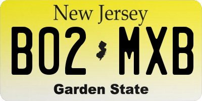 NJ license plate B02MXB