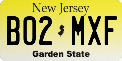 NJ license plate B02MXF
