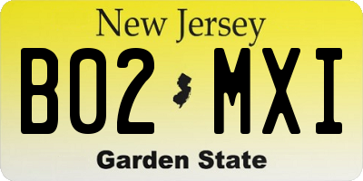 NJ license plate B02MXI