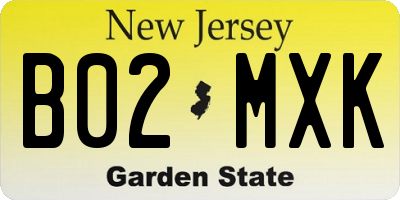 NJ license plate B02MXK