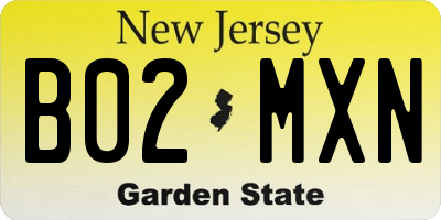 NJ license plate B02MXN