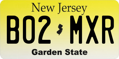 NJ license plate B02MXR