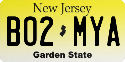 NJ license plate B02MYA