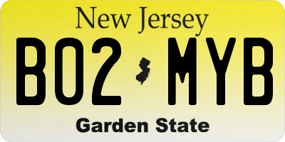 NJ license plate B02MYB