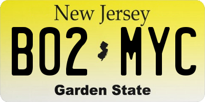 NJ license plate B02MYC