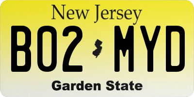 NJ license plate B02MYD