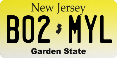 NJ license plate B02MYL