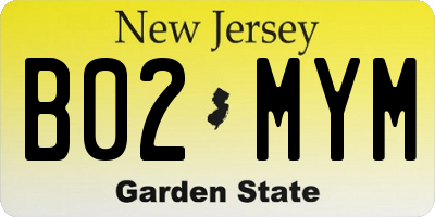 NJ license plate B02MYM