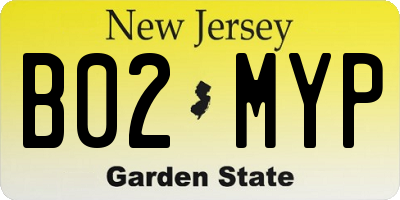 NJ license plate B02MYP