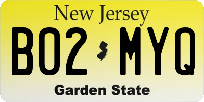 NJ license plate B02MYQ