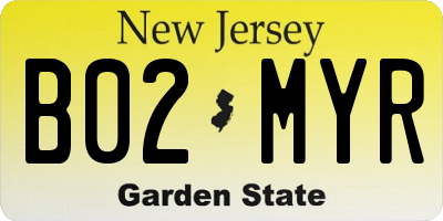 NJ license plate B02MYR