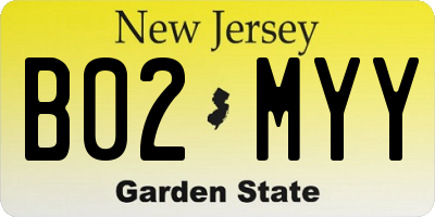 NJ license plate B02MYY