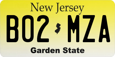 NJ license plate B02MZA