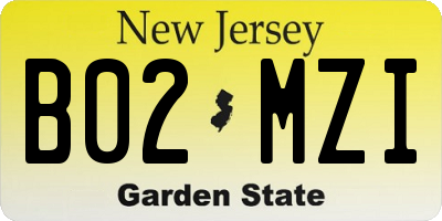 NJ license plate B02MZI