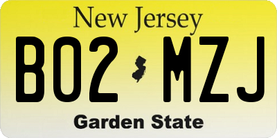 NJ license plate B02MZJ