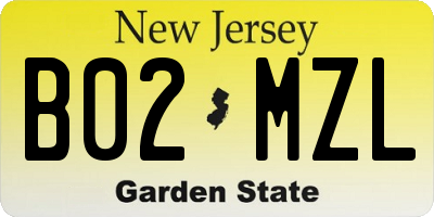 NJ license plate B02MZL