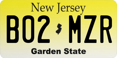 NJ license plate B02MZR