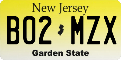 NJ license plate B02MZX