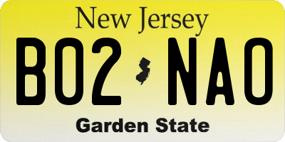 NJ license plate B02NAO
