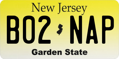 NJ license plate B02NAP