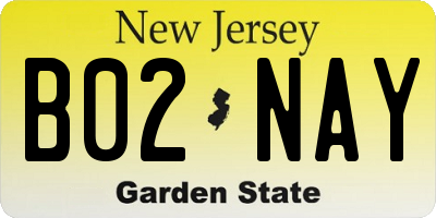 NJ license plate B02NAY